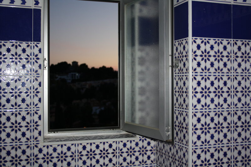 Blue and White Tiled Window