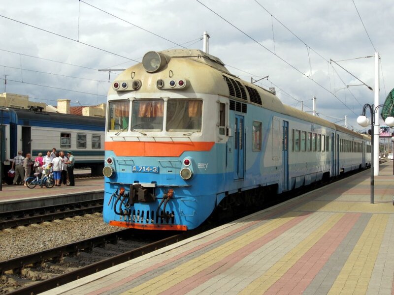 Blue and White Train — Calm, Afternoon, Photograph