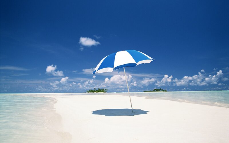Blue and White Umbrella — Serene, Afternoon