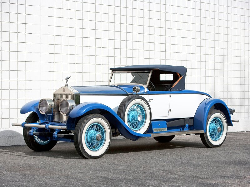 Blue and white vintage car