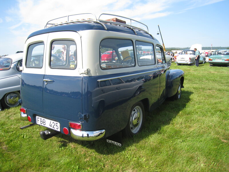 Blue and White Vintage Van