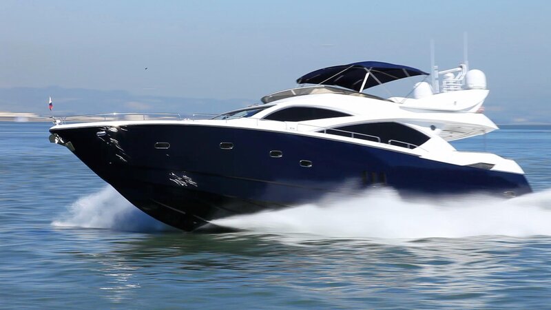 Blue and White Yacht