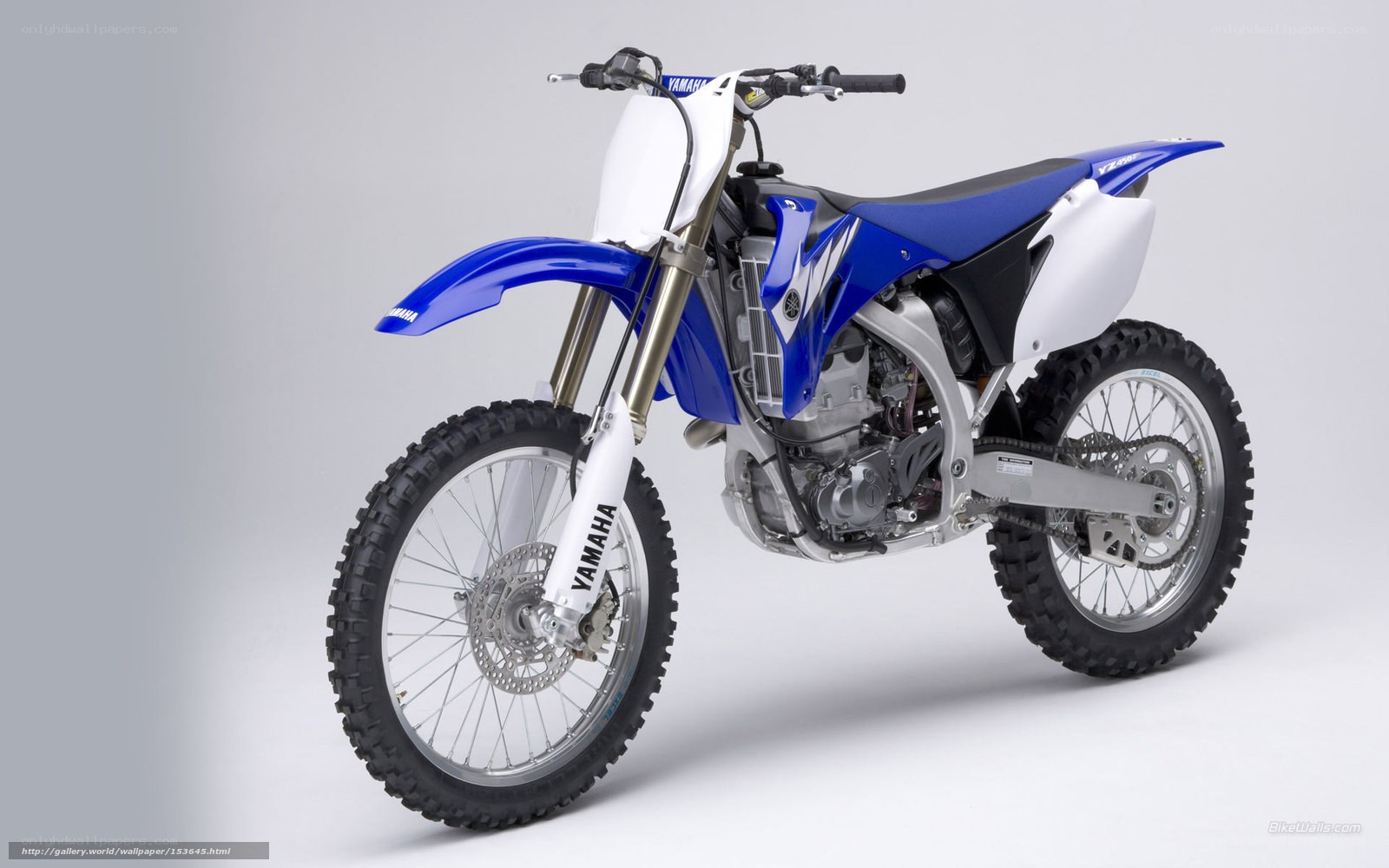 Blue and white Yamaha dirt bike