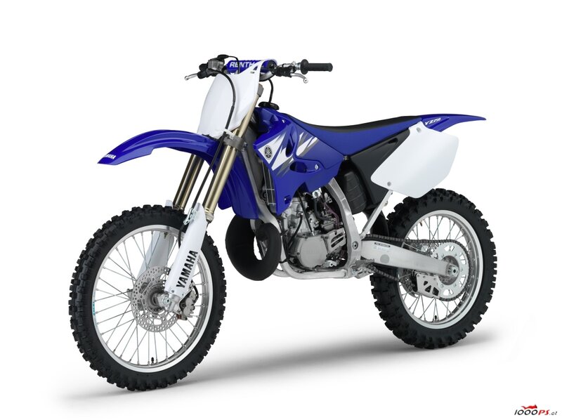 Blue and white Yamaha dirt bike