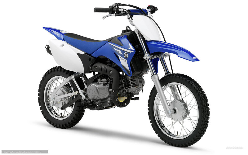 Blue and white Yamaha dirt bike