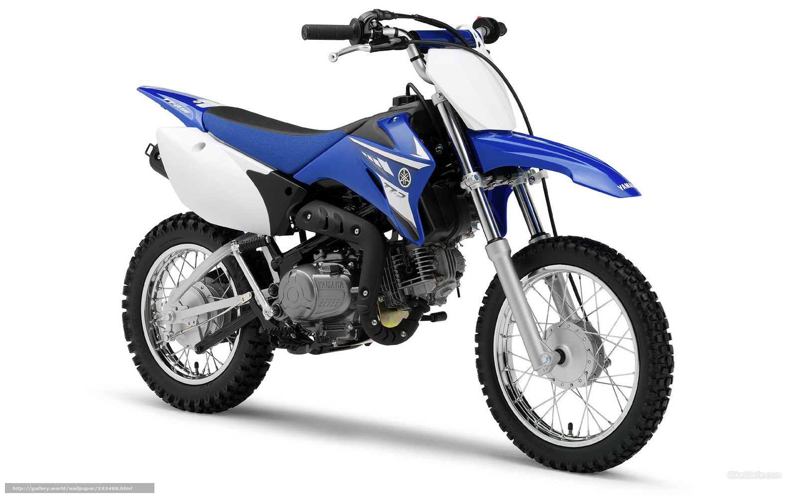 Blue and white Yamaha dirt bike