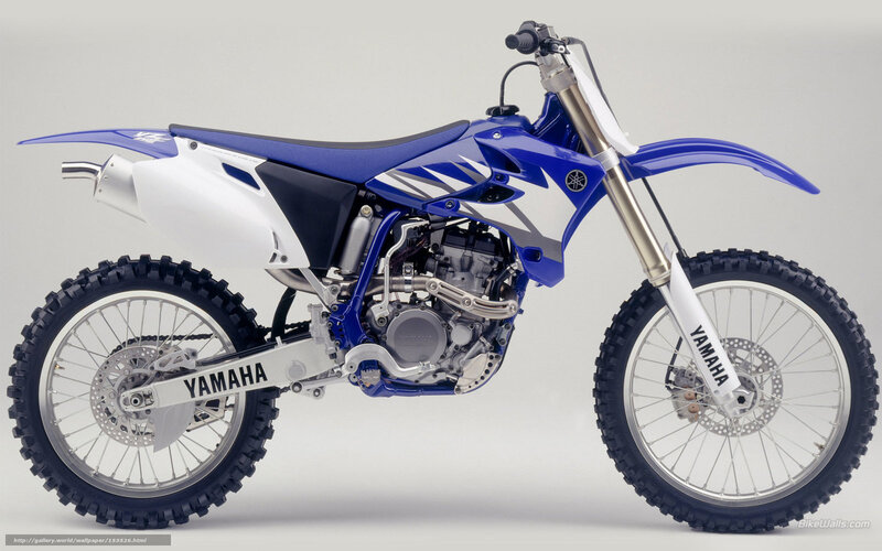 Blue and white Yamaha dirt bike