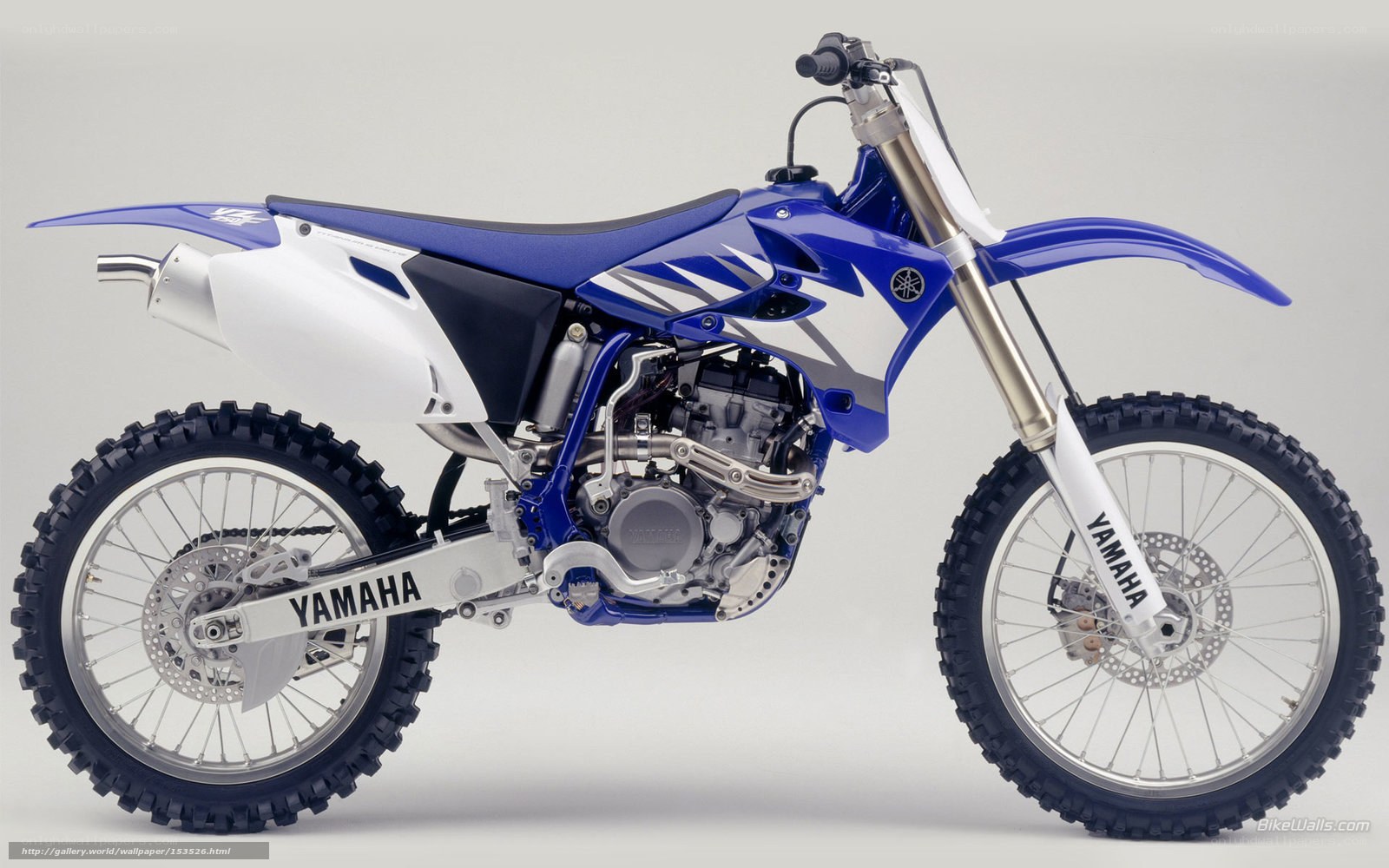 Blue and white Yamaha dirt bike