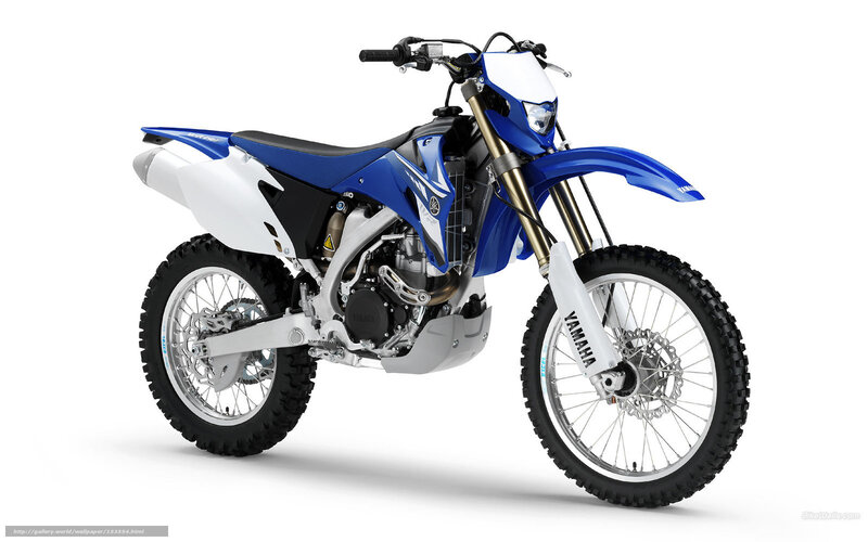 Blue and white Yamaha dirt bike