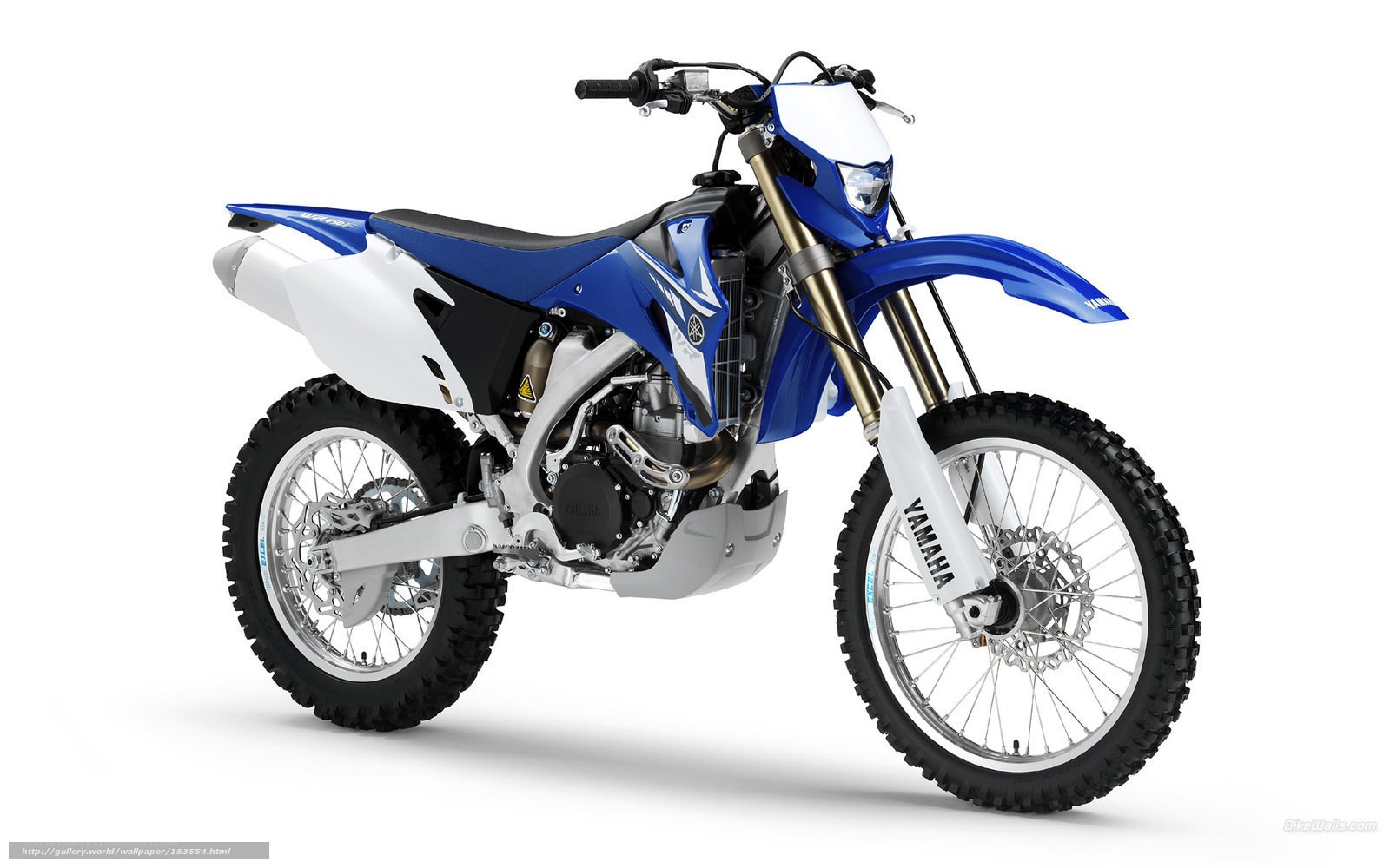 Blue and white Yamaha dirt bike