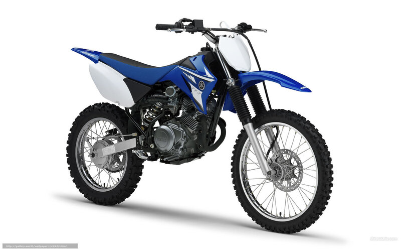 Blue and white Yamaha dirt bike