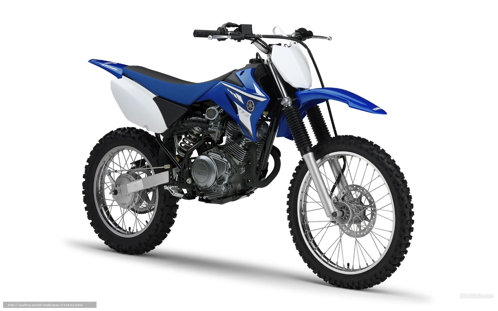 Blue and white Yamaha dirt bike