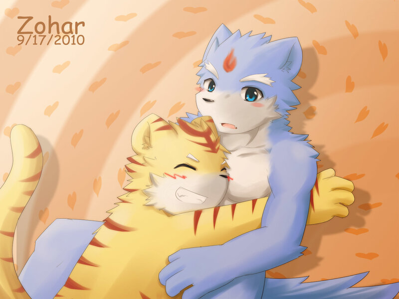 Blue and Yellow Anthropomorphic Animals