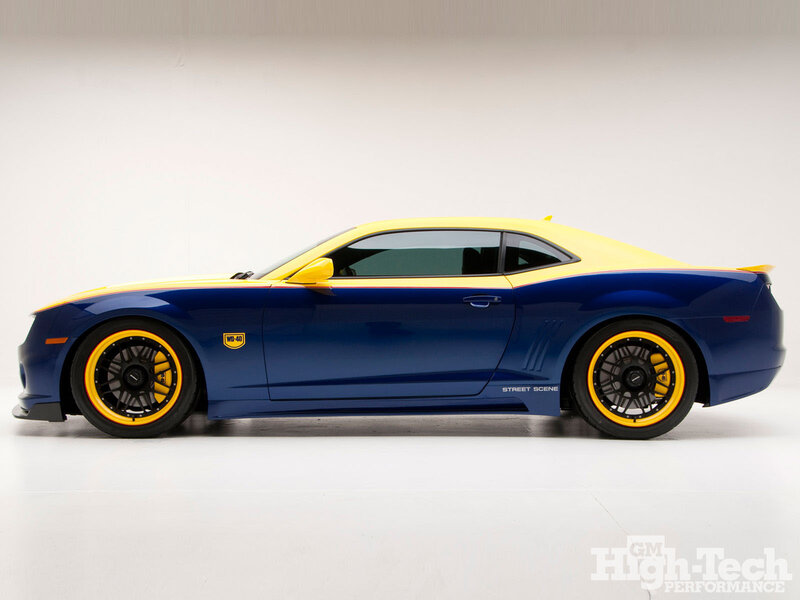 blue and yellow camaro