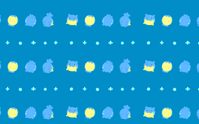 blue and yellow character pattern
