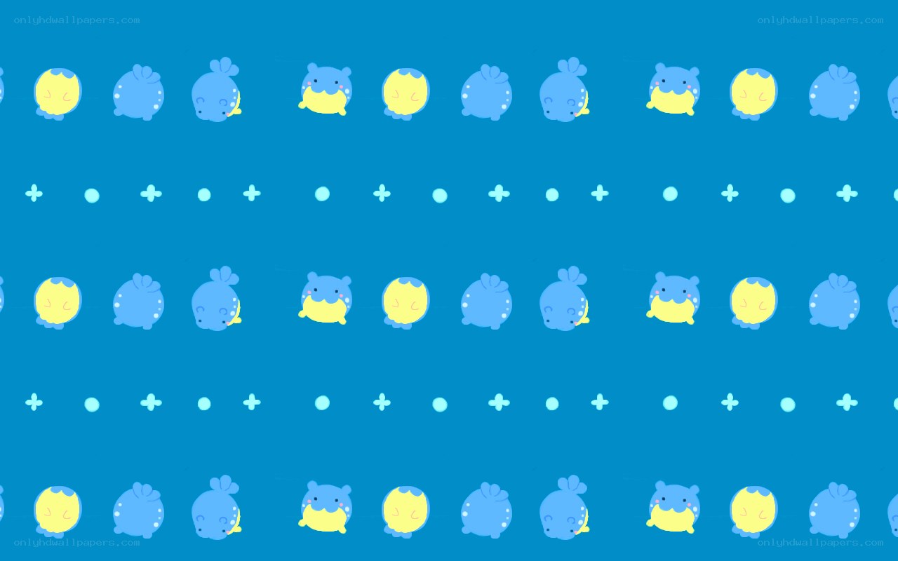 blue and yellow character pattern