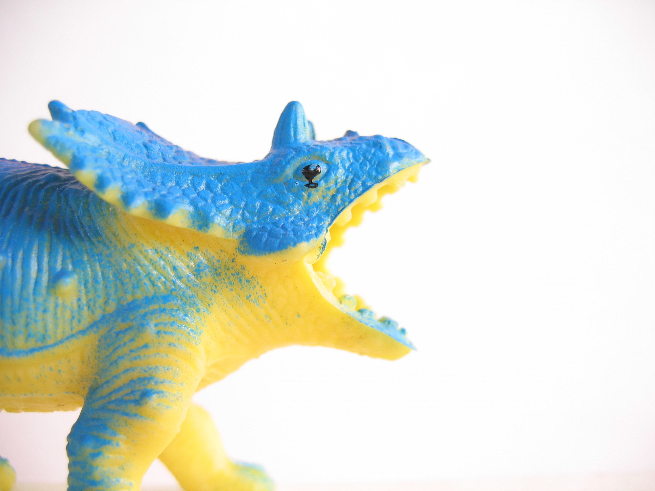 blue and yellow dinosaur toy