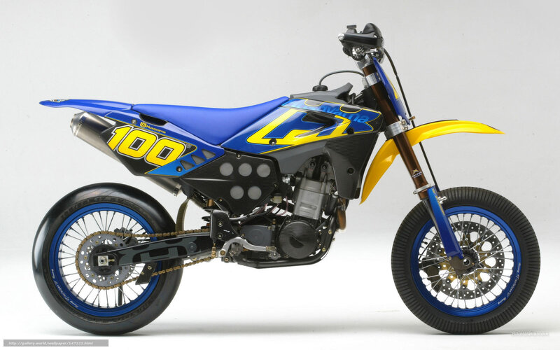blue and yellow dirt bike