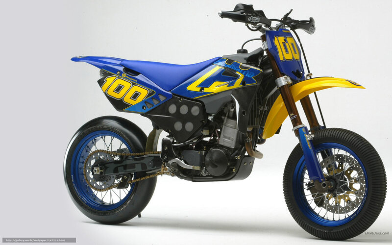 blue and yellow dirt bike
