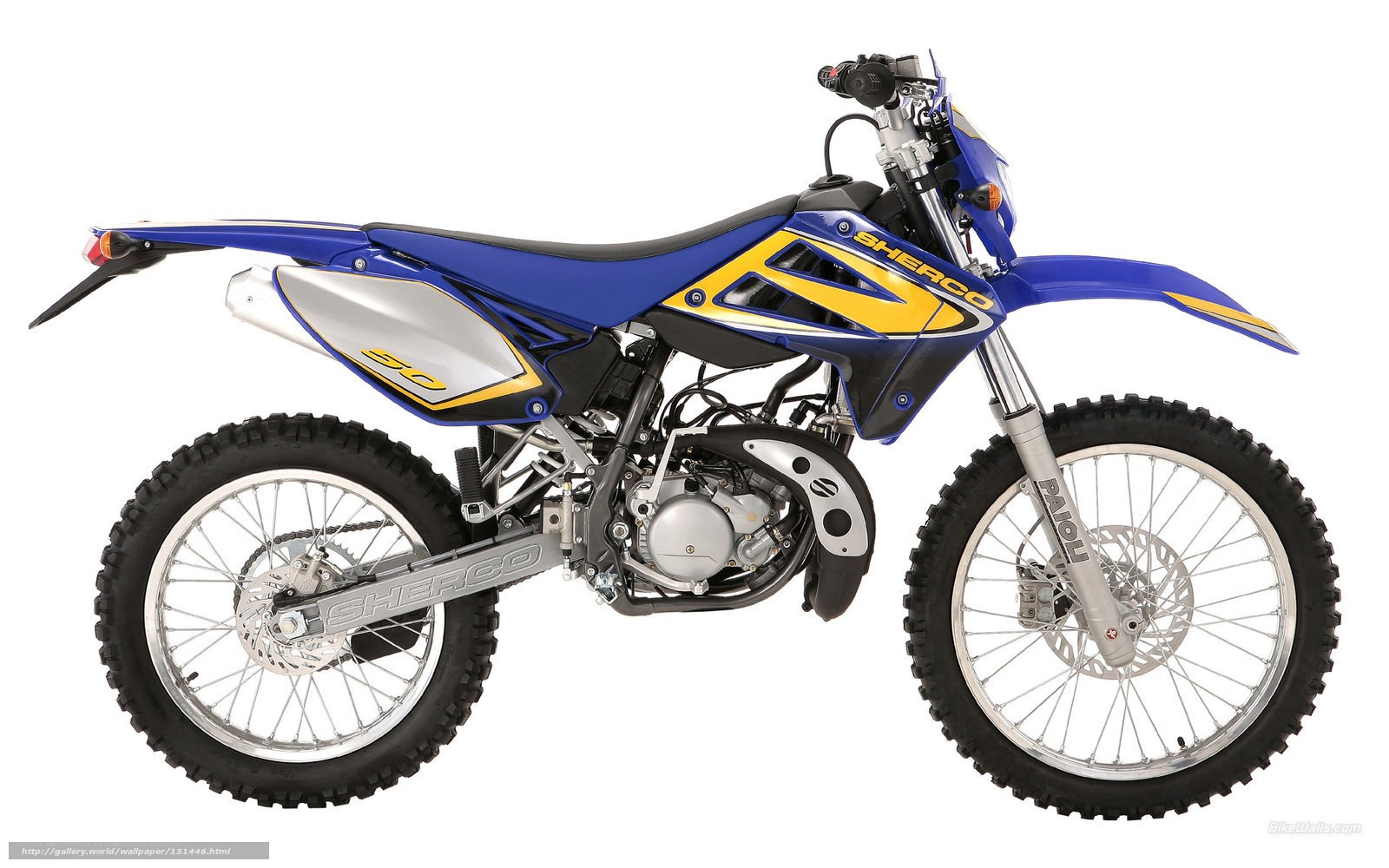 blue and yellow dirt bike