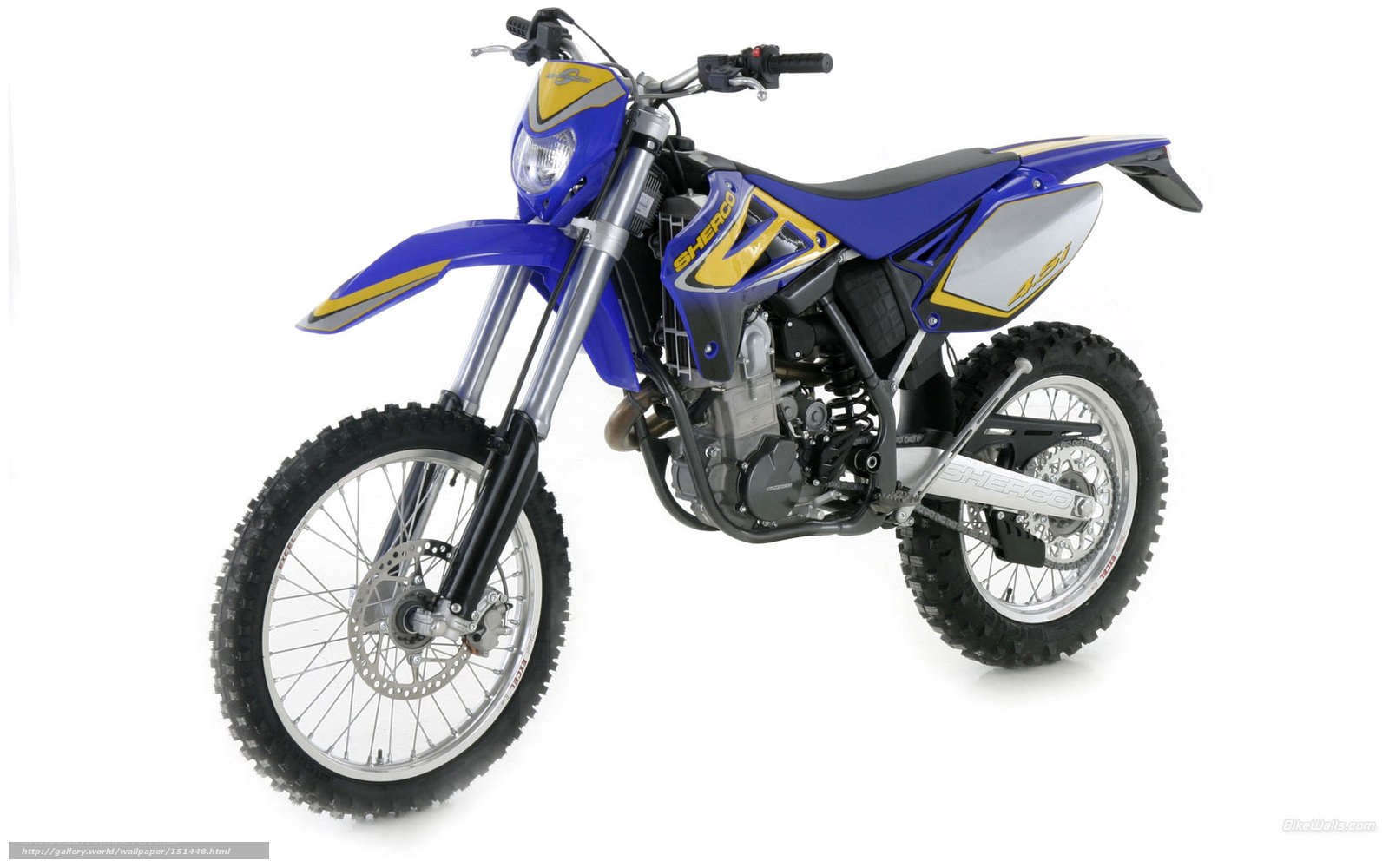 blue and yellow dirt bike