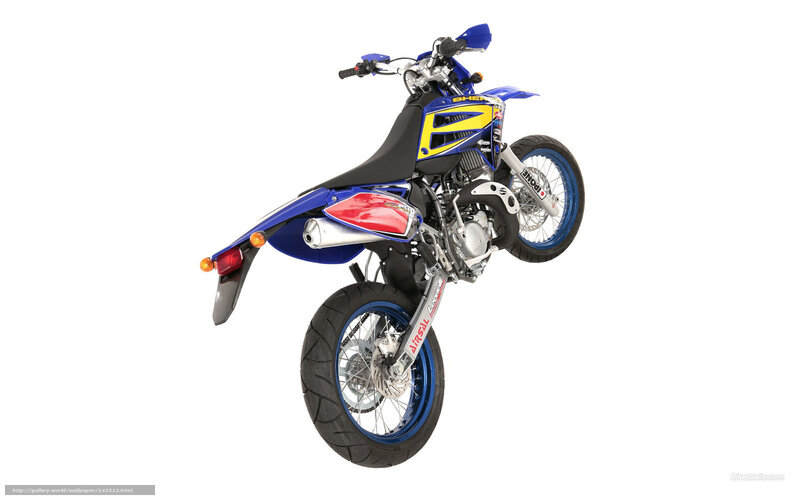 Blue and Yellow Dirt Bike — Neutral, Photograph, Handlebars, Exhaust