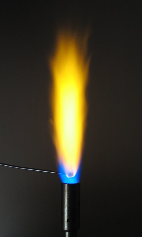 blue and yellow flame