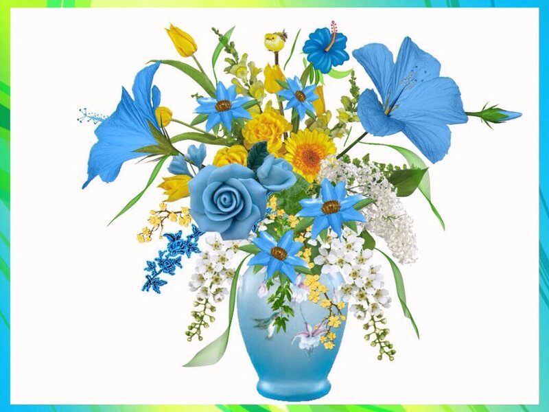 Blue and Yellow Flowers — Bright