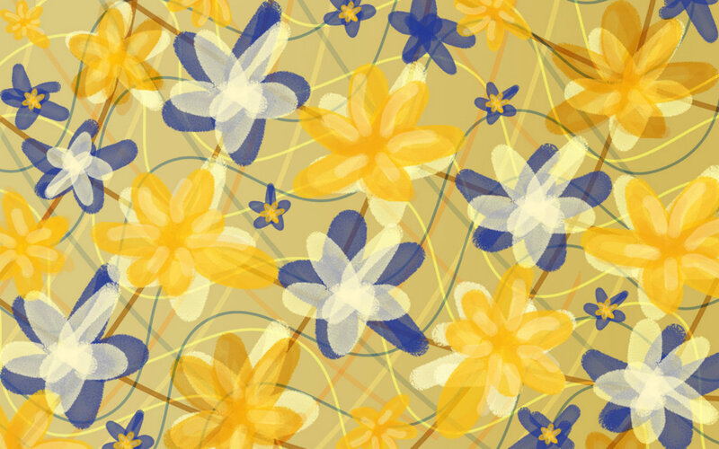 Blue and Yellow Flowers — Cheerful