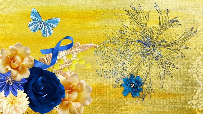 Blue and Yellow Flowers — Festive
