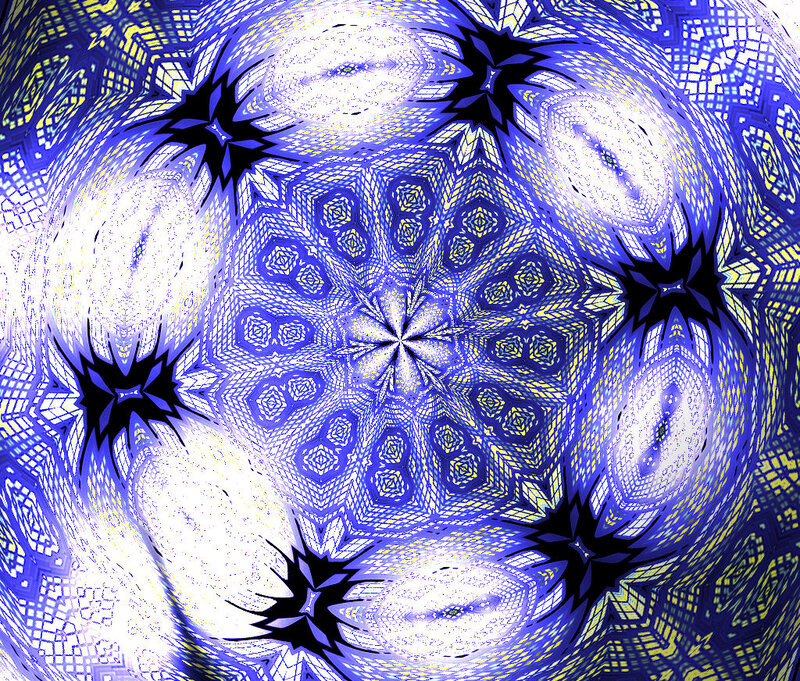 Blue and Yellow Fractal Pattern — Hypnotic