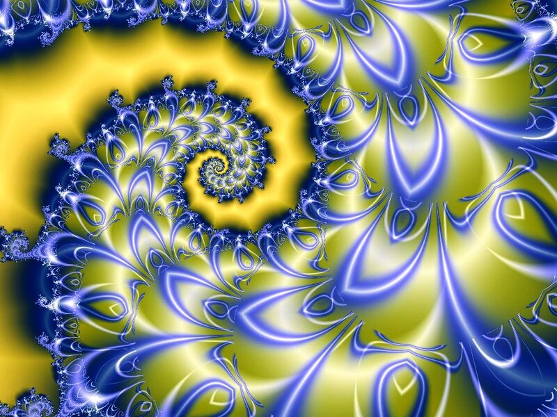 Blue and Yellow Fractal Spiral — Hypnotic