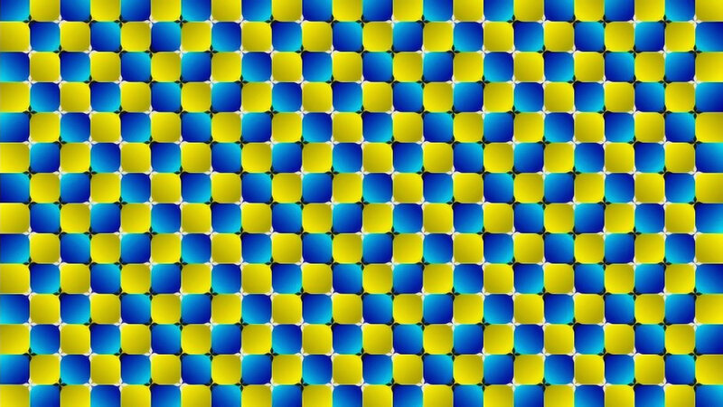Blue and Yellow Grid Pattern — Hypnotic, Abstract