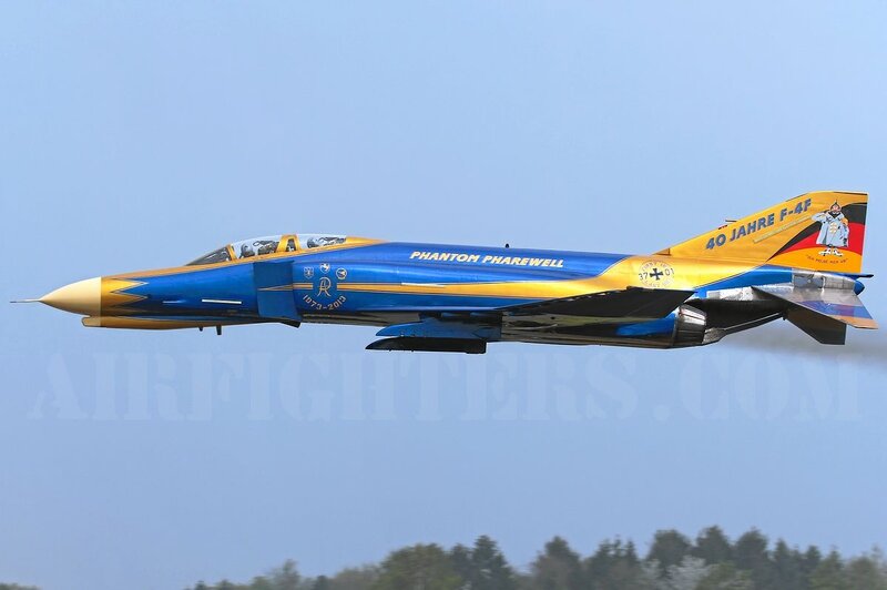 Blue and Yellow Jet Fighter — Dynamic, Afternoon