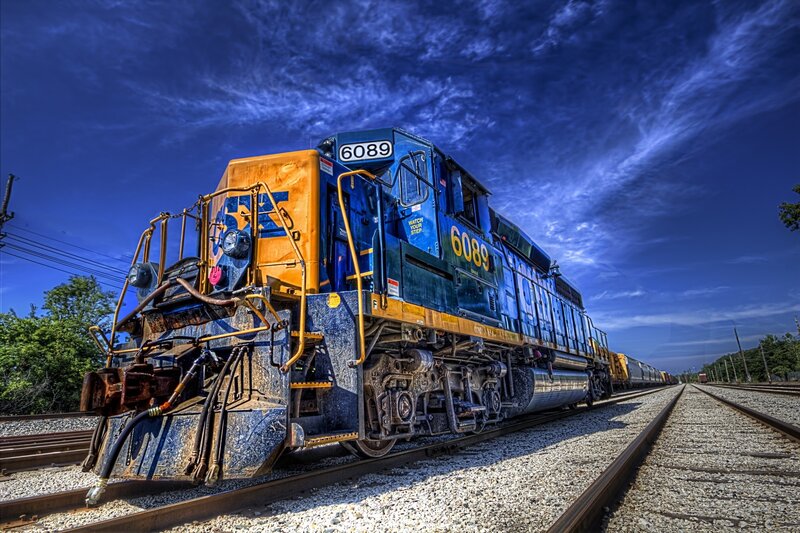 Blue and Yellow Locomotive — Dramatic