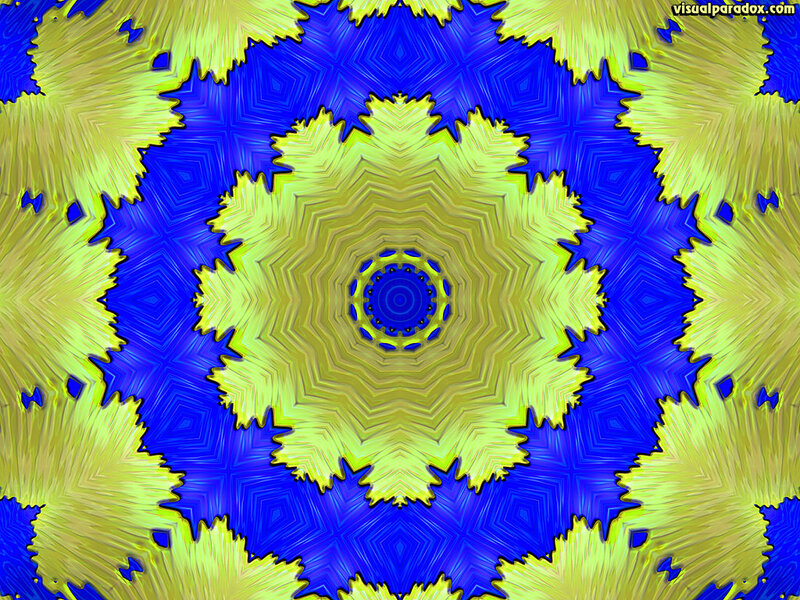 blue and yellow mandala pattern