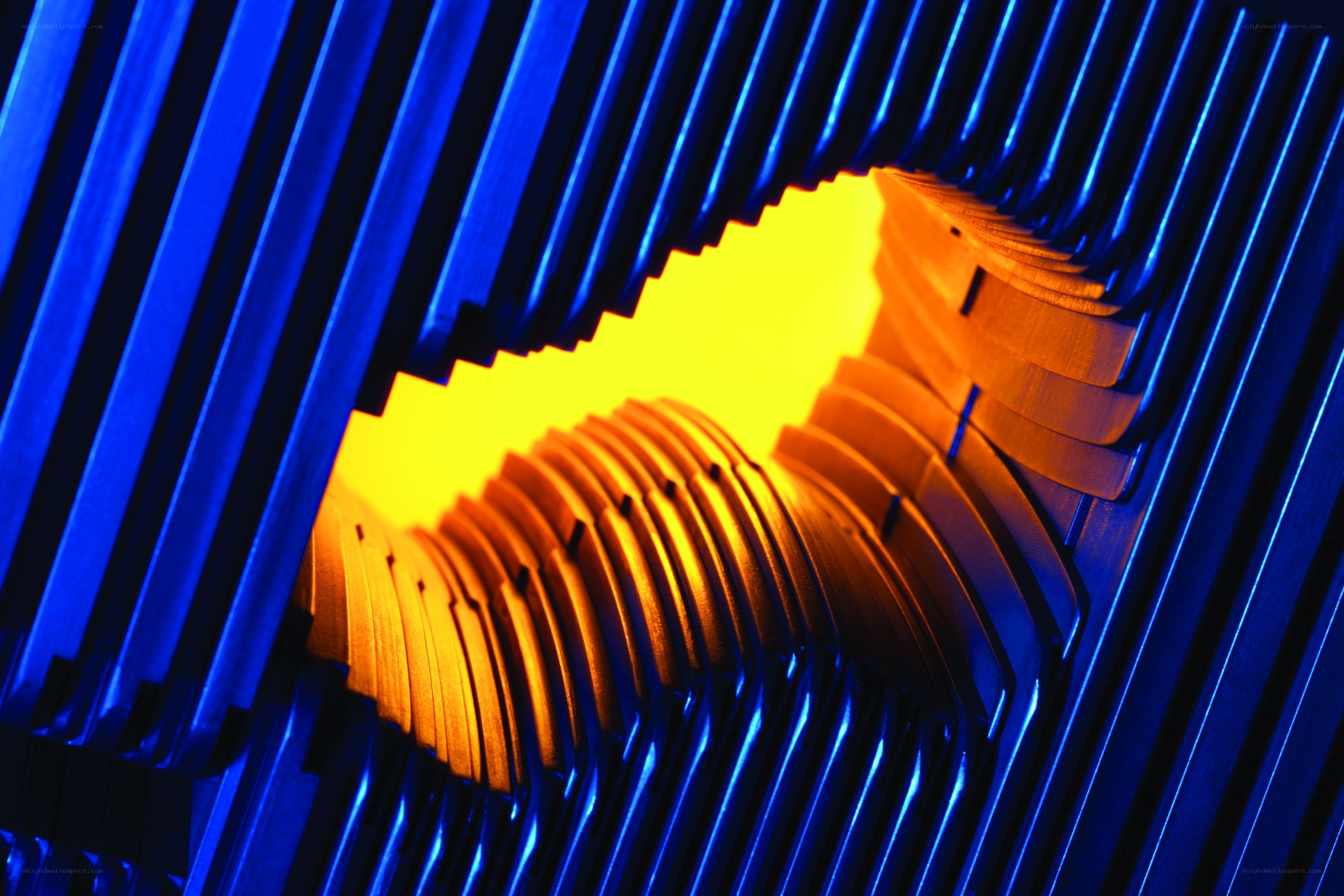 blue and yellow mechanical components