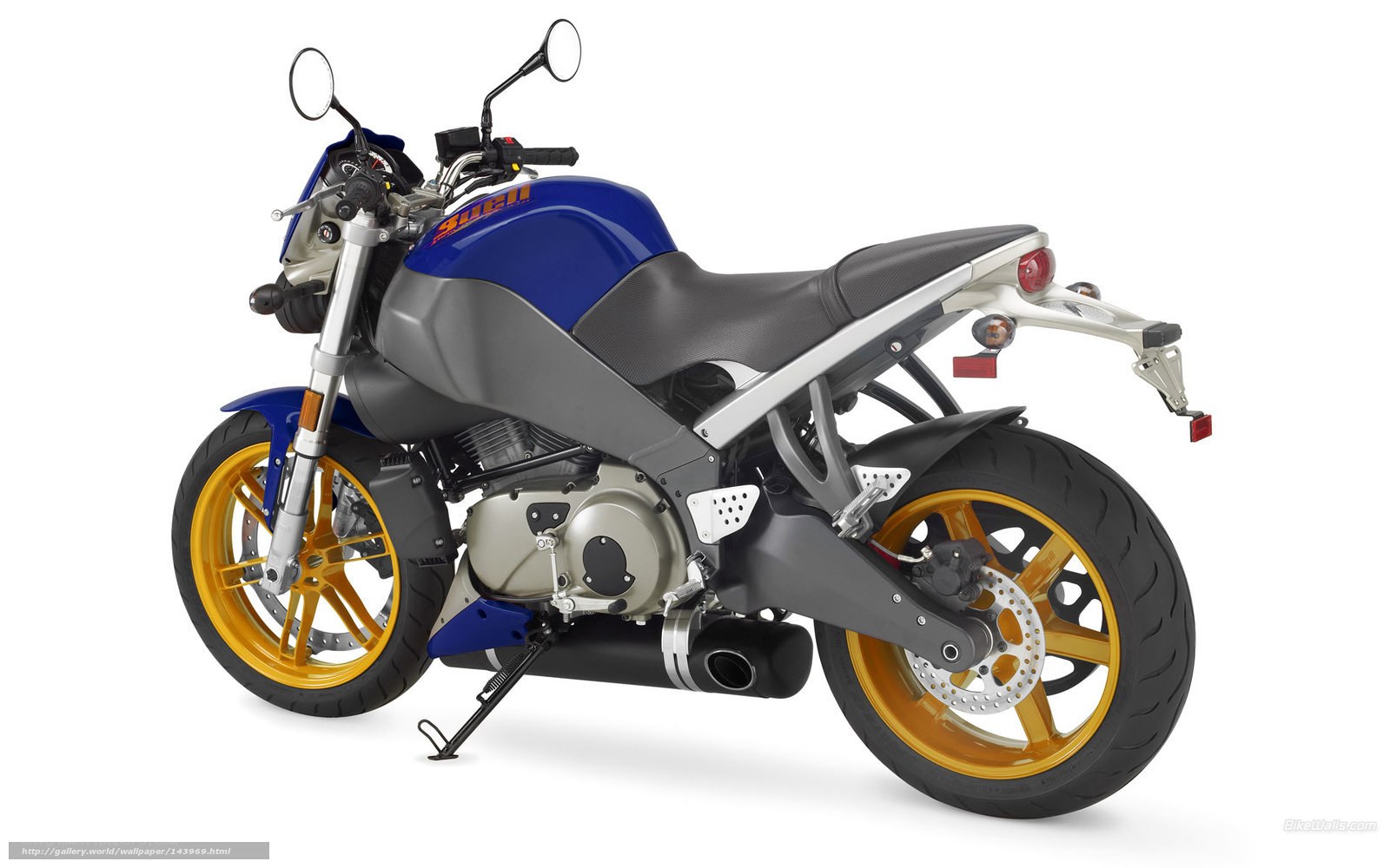 blue and yellow motorcycle