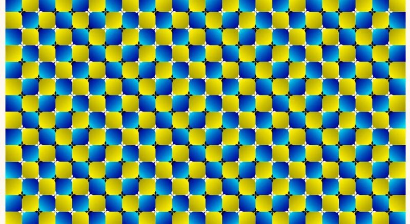 blue and yellow optical illusion