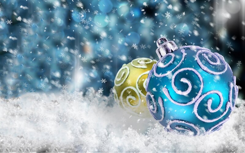 Blue and Yellow Ornaments — Festive