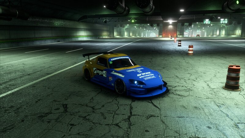 Blue and Yellow Race Car — Dark