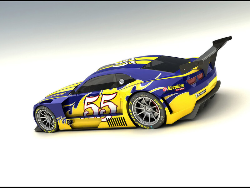 Blue and Yellow Race Car — Dynamic, 3d Render, Number 55, Flames