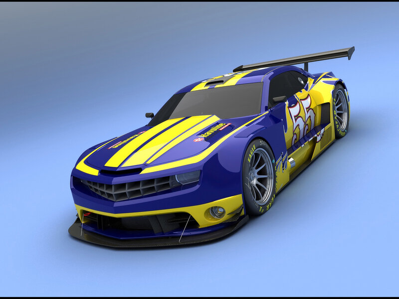 Blue and Yellow Race Car — Neutral, 3d Render, Number 55