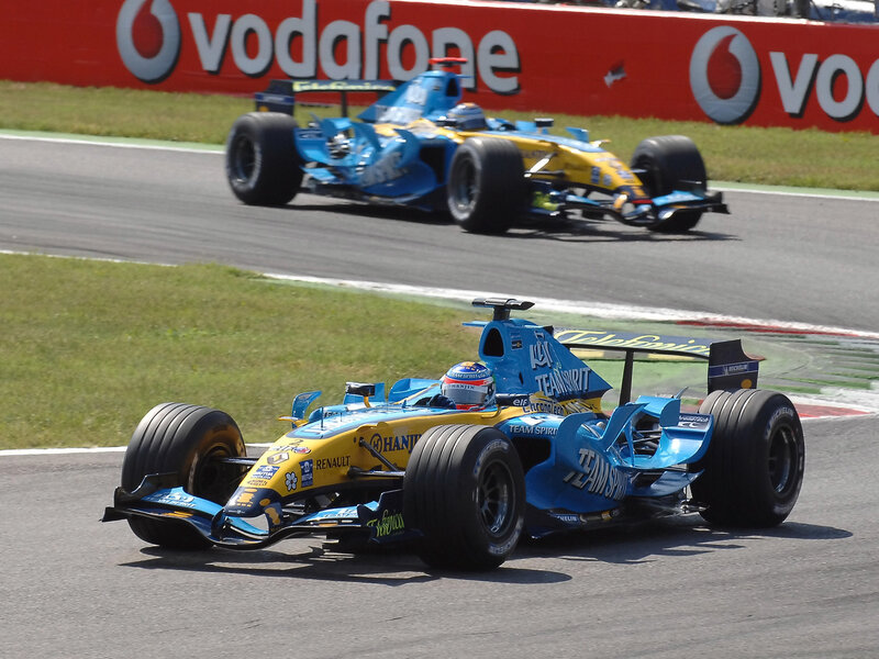 Blue and Yellow Race Cars