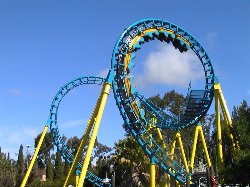 Blue and Yellow Roller Coaster