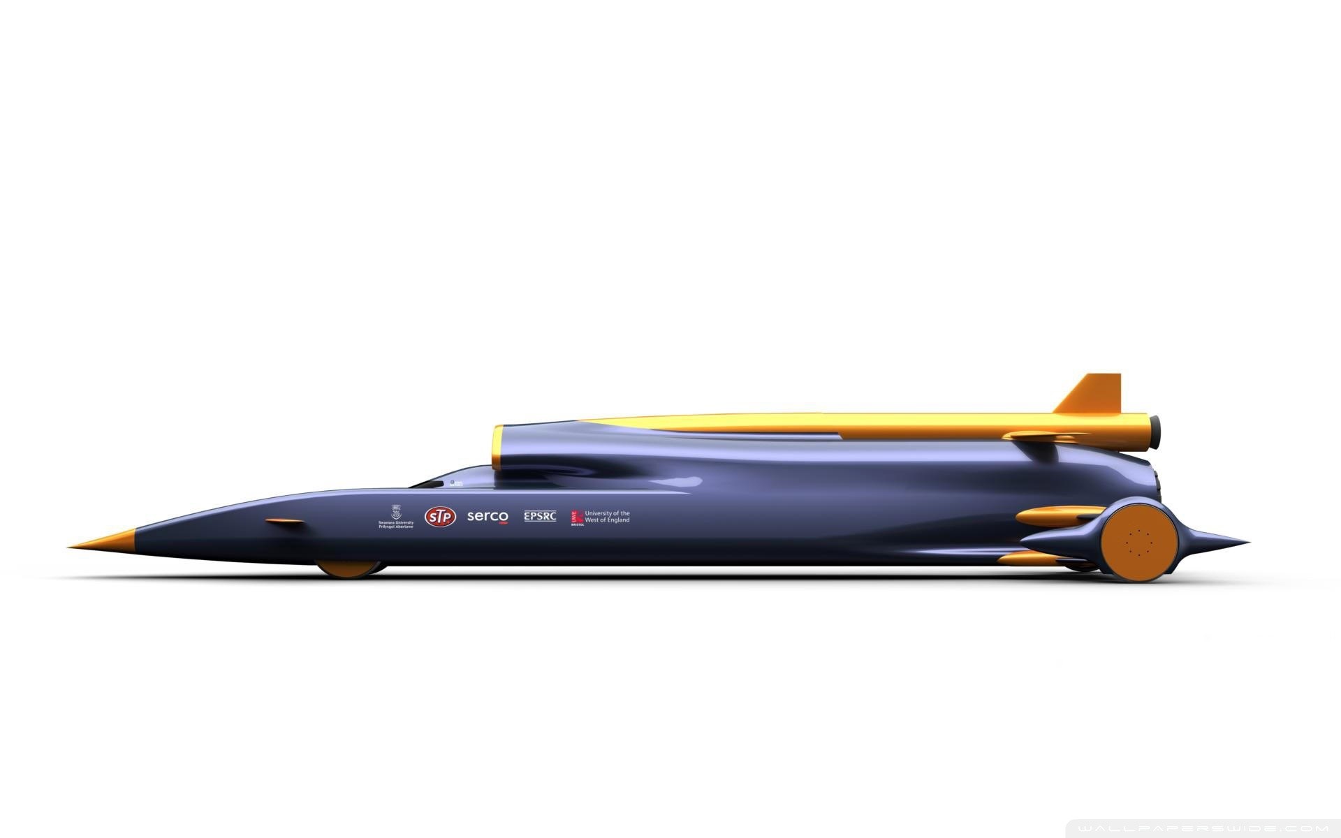 blue and yellow speed record car