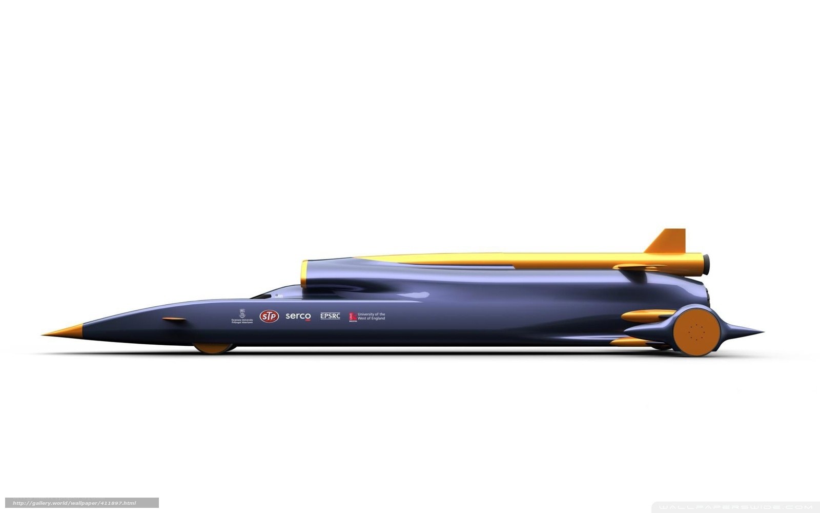 Blue and yellow speed record car