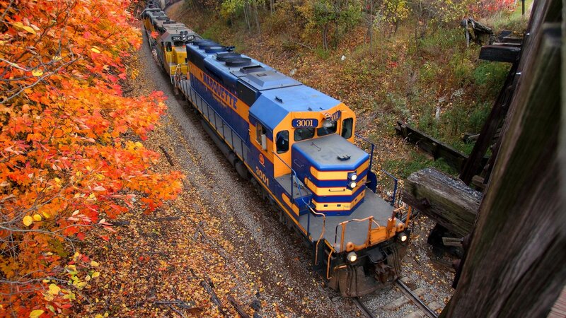 Blue and Yellow Train — Serene, Autumn
