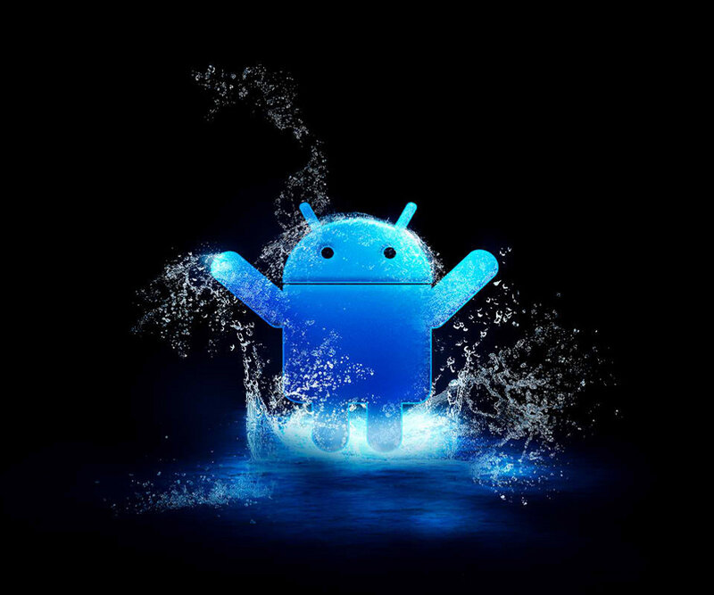 Blue Android Robot — Dramatic, Night