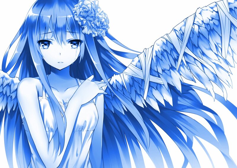 blue angel girl with wings